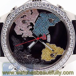 Jacob & Co World Is Yours Five Time Zone Diamond Bezel 47 mm Mens Watch JC-47SC