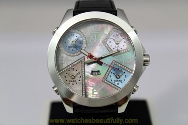 Jacob & Co Five Time Zone Diamond Accent Dial Mens Womens 47 mm Watch JC54PDA