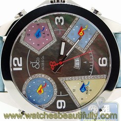 Jacob & Co Five Time Zone Diamond Accent Dial Mens Womens 47 mm Watch JC54PDA