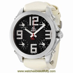 Jacob & Co Five time Zone Black Dial Diamond Mens Watch JCM-82SS