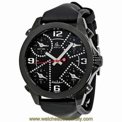 Jacob and Co. Five Time Zone Black Dial Diamond Mens Watch JCM-2BCDA