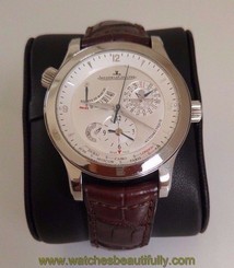 Authentic Jaeger LeCoultre Master Control Geographic Mens Watch Steel 147.8.57S