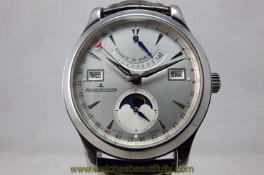 JAEGER LECOULTRE MASTER CALENDAR MOON PHASE AUTOMATIC Q151842 W/ BOX & PAPERS