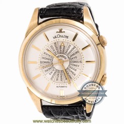LeCoultre Memovox World Time Auto Yellow Gold Filled Mens Strap Watch