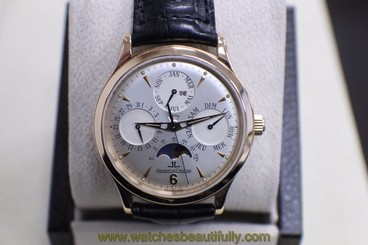 JAEGER LeCOULTRE 18K ROSE GOLD WATCH MASTER PERPETUAL MOON PHASE 140.2.80 37MM