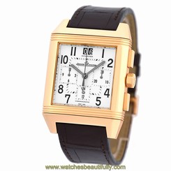 JAEGER LE COULTRE Large 18K Rose Gold Squadra Reverso Chronograph GMT 230.2.45