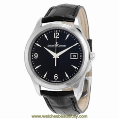 JAEGER LECOULTRE MEN'S MASTER 39MM BLACK LEATHER BAND AUTOMATIC WATCH Q1548470