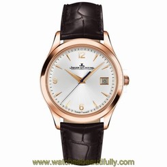 NEW JAEGER LeCoultre Master Control Ivory Dial Leather Mens Watch Ref. Q1542520
