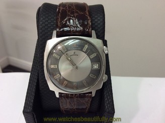 Vintage LECOULTRE Memodate Reveil S/Steel Wrist Alarm Watch!! Rare Cushion Case!