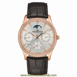 JAEGER LECOULTRE WOMEN'S MASTER 39MM LEATHER BAND AUTOMATIC WATCH Q1302501