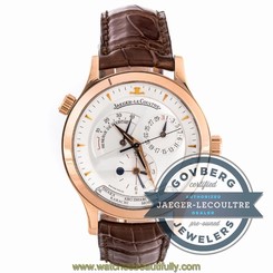 Fake AAA Jaeger-LeCoultre Master Geographic Q1422420 Auto 38mm Rose Gold Strap Watch Date Watch