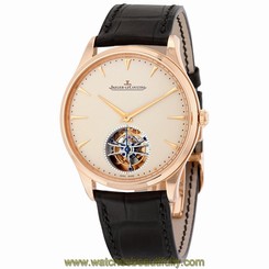 Jaeger LeCoultre Master Ultra Thin Tourbillon Automatic Beige Dial Black