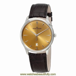 JAEGER LECOULTRE MEN'S 40MM LEATHER BAND STEEL CASE AUTOMATIC WATCH Q1288430