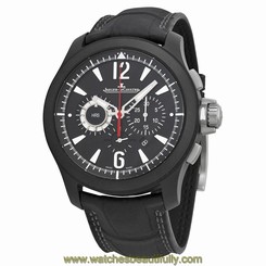 Jaeger Lecoultre Master Compresser Black Dial Alligator Mens Watch Q204C470 7630007132362