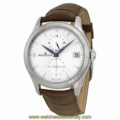 Jaeger LeCoultre Master Dual Time Silver Dial Automatic Mens Watch Q1628430
