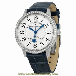 Jaeger LeCoultre Rendez-Vous Silver Dial Diamond Bezel Blue Leather Ladies Watch