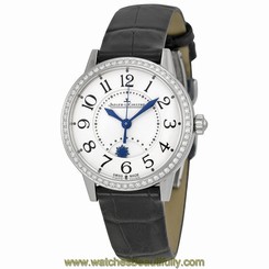 Jaeger LeCoultre Rendez-Vous Night and Day Silver Dial Diamond Leather Ladies