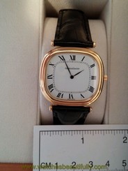 Jaeger-LeCoultre 18K Enamel Dial, 1970's with 18K buckle.A+ JLC Servi