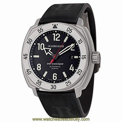 Jeanrichard 60660-21G651-FK6A Mens Black Dial Automatic Watch with Rubber Strap