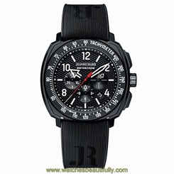  Jeanrichard 60650-21M652-FK6A Mens Black Dial Automatic Watch with Rubber Strap