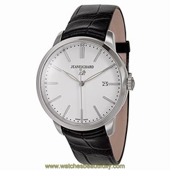 Jeanrichard 60300-11-131-AA6 Mens White Dial Automatic Watch with Leather Strap