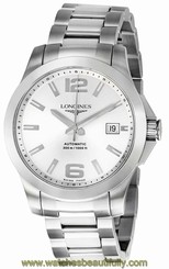 Longines L36764766 / L3.676.4.76.6 Conquest Silver Dial Men SS Watch New Orig