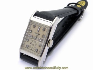 Men's Longines 14k White Gold Diamond Mechanical Dress Watch Leather 17 Jewels