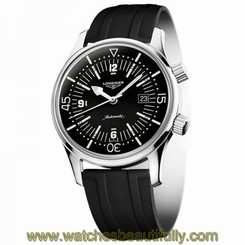 Longines L36744509 / L3.6.744.5.09 Heritage Legend Diver Men Black Rubber Watch