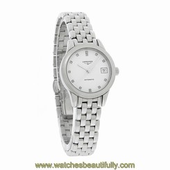 Longines Flagship Ladies Diamond White Dial Swiss Automatic Watch L4.274.4.27.6