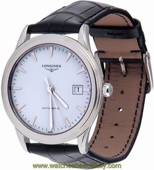 longines Flagship Automatic White Dial Black Leather Mens Watch L48744122 703200186375
