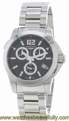 New Longines Conquest Black Chronograph Steel Men's Watch L3.702.4.56.6