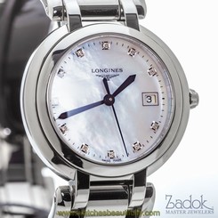 Longines PrimaLuna 30mm Steel Watch MOP Dial Diamond Markers Quartz L81124876 703200165783