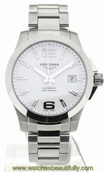 Longines L36764166 / L3.676.4.16.6 Conquest White Dial Men Auto Watch New Orig