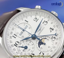 Longines Men's Master Collection Chronograph Calendar MoonPhase Steel on Leather