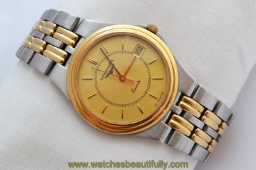 Vintage Longines Flagship Quartz Mens Two Tone Gold Plated Watch 108