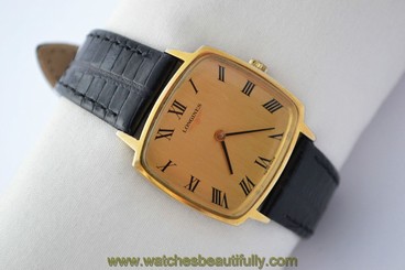 Vintage Longines Mens Roman Numerals Hand Wind Gold Plated Midsize Watch 932
