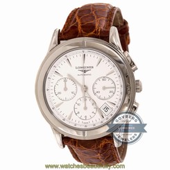 Longines Flagship Chrono L4.718.4.12.4 Auto 39mm Steel Mens Strap Watch Date