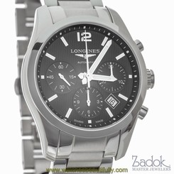 Longines Conquest Classic Chronograph Black Dial Watch 41mm Date Steel L27864566