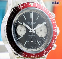 Longines Men's Heritage Diver 1967 Chrono Automatic Steel on Steel Black Face