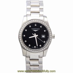 Longines Conquest Women's Watch Diamonds Black Dial Sapphire Quartz L33000576