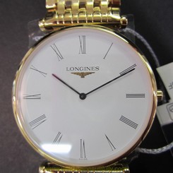 LONGINES LA GRANDE SWISS MEN'S WATCH QUARTZ SAPPHIRE ALL S/S GOLD L47662118 NEW