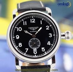 Longines Men's Heritage Avigation Oversize Crown Automatic Watch Black Face 703200179650