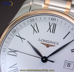  Longines Men's Master Collection Date 42mm Steel Rose Gold Automatic White Roman