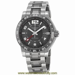 Longines Admiral GMT Grey Dial Steel and Ceramic Mens Watch L3.669.4.06.7 7612356165253