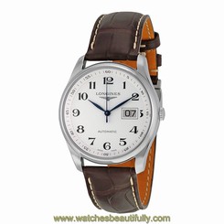 Longines Master Collection Automatic Silver Dial Brown Leather Mens Watch