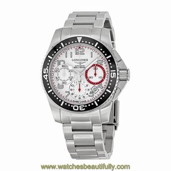 Longines HydroConquest Chronograph White Dial Stainless Steel Mens Watch