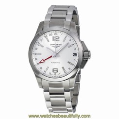 Longines Conquest Silver Dial Stainless Steel Bracelet Mens Watch L3.687.4.76.6 7612356177942