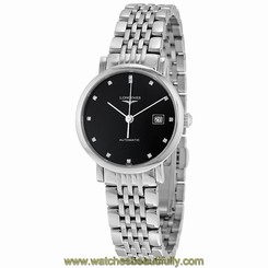 Longines Elegant Black Dial Stainless Steel Ladies Watch L4.310.4.57.6