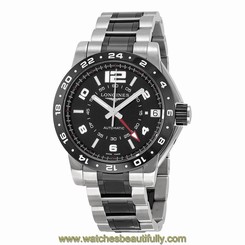 Longines Admiral GMT Black Dial Steel and Ceramic Mens Watch L3.669.4.56.7