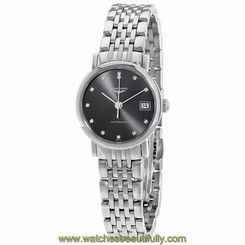 Longines Flagship Black Dial Stainless Steel Ladies Watch L43094786 703200183534